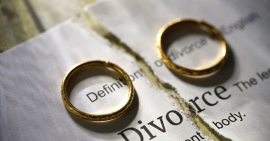 divorce papers with rings on it
